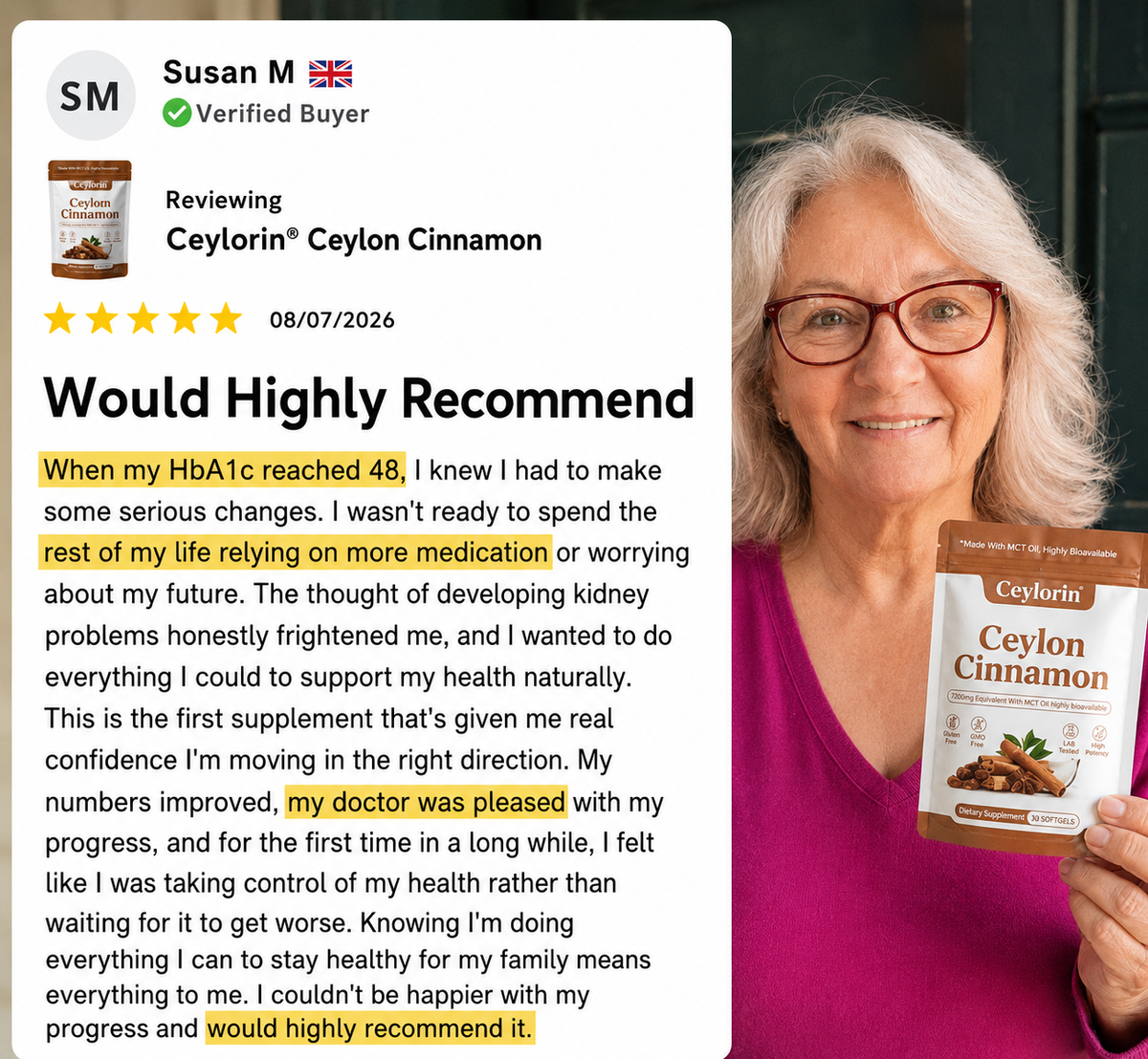 Ceylon Cinnamon 7200mg Equivalent with MCT Oil