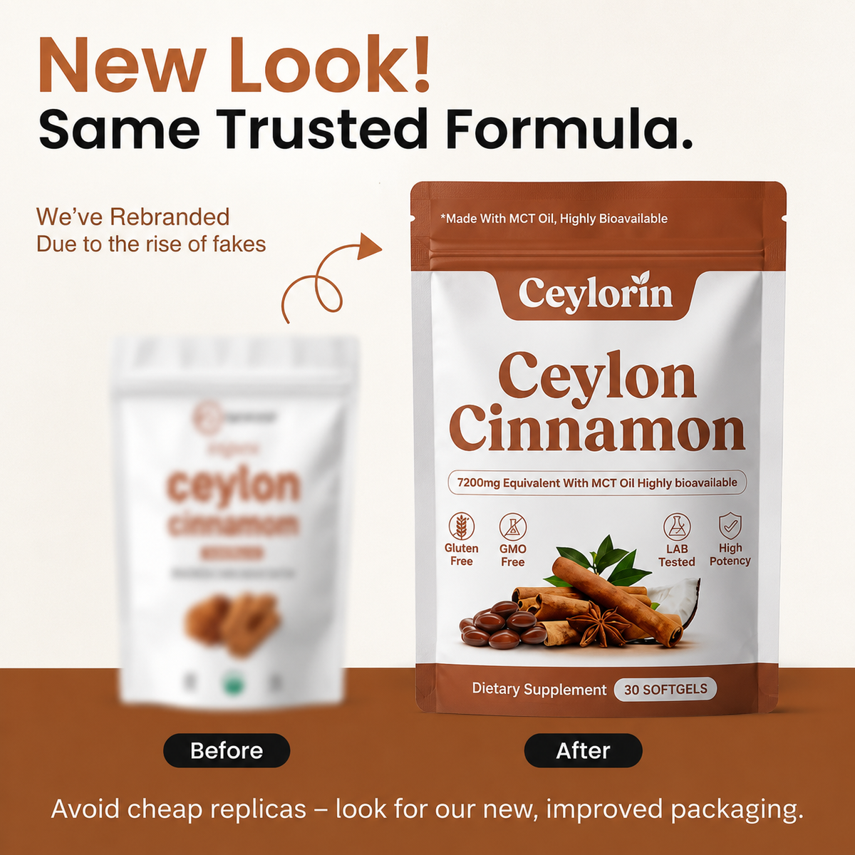 Ceylon Cinnamon 7200mg Equivalent with MCT Oil